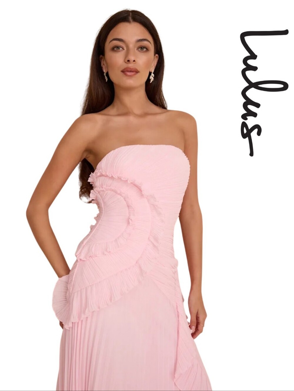 Lulus Brylee Light Pink Pleated Ruffled Maxi Dress